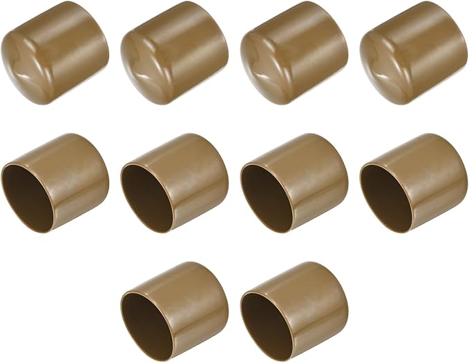 uxcell 10pcs Rubber End Caps 41mm(1 5/8") ID Vinyl Round End Cap Cover Screw Thread Protectors Light Brown
