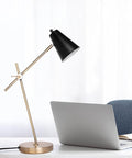 HarvestLand HaloBar Brass Desk Lamp Home Office – Black Industrial Table Lamp with Solid Base for Office, Reading Lamps for Bedside Table, Study and Reading Task Lamp, Christmas Gifts for Men