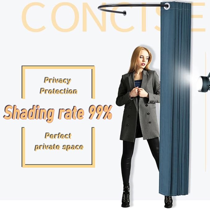 HIYOUGO Fitting Room Kit, Clothing Store Dressing Room, Corner Changing Room with Black U Rod and Thick Blackout Curtains, Fashion Privacy Shelter Tend Cabana (Color : Black, Size : 95cm)