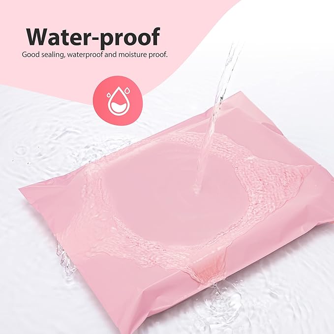 Fuxury 500 Pcs 12x15.5 Inch Poly Mailers, Bulk Shipping Bags for Clothing, Strong Adhesive Shipping Envelopes for Small Business Suppliers,Waterproof Mailers Poly Bags Mailing Envelopes,Light Pink
