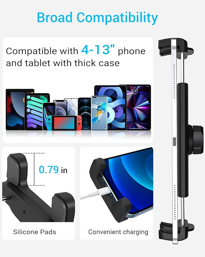 Universal Fridge Mount for iPad, Magnetic Tablet Holder with Metal Arm, Magnetic Base for Refrigerator/Kitchen/Shelf/Gym Compatible with 4-13" iPad Pro Air Mini, Phone, Galaxy Z Fold