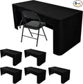 HolidayIdeas Black Open Back Fitted Rectangle Tableclothss for 8 Ft Table, 3-Sided Table Covers 96x30 Inch for Craft Fairs, Banquets, Trade Show Display, Black,6 Pcs