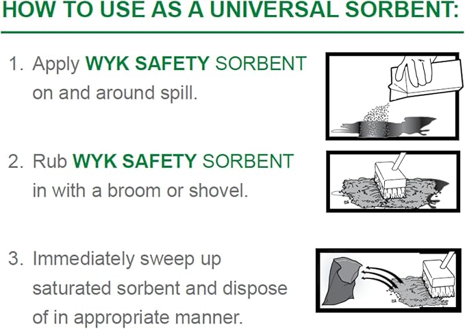 THE FRYOILSAVER COMPANY WYK Safety Sorbent 500 Series – Industrial Liquid & Oil Absorbent and Traction Agent for Spills, Leaks & Safety Maintenance – 25 lb Bag