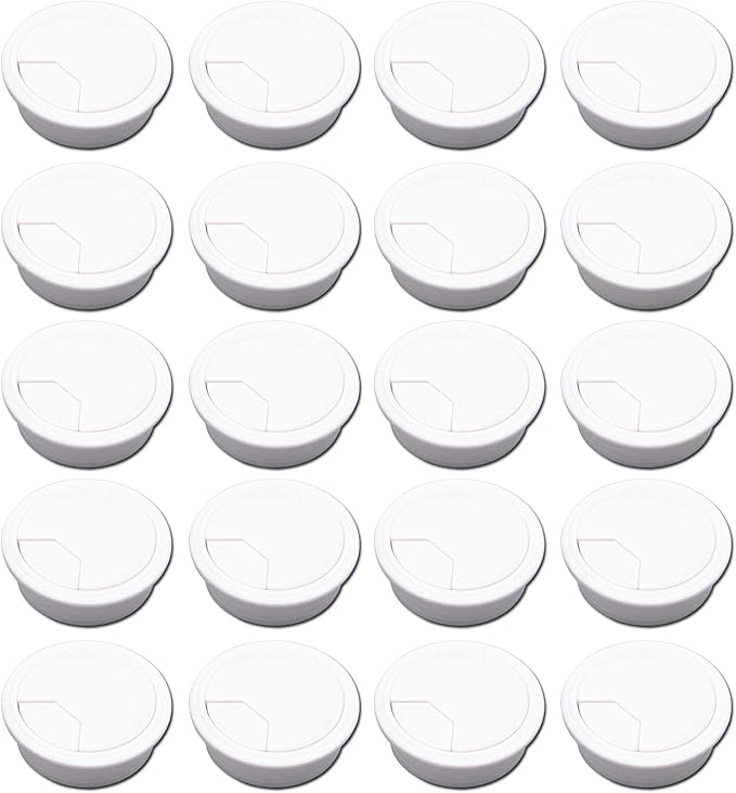 Quluxe Desk Grommet, 2-3/4 Inch Plastic Desk Cord Cable Hole Cover Grommet -White (Pack of 20)