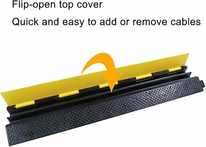 Rubber Cable Ramp Cord Cover Cable Protector Ramps Wire Hose Protective 2 Channel 22000Lbs Load Capacity Traffic Speed Bump for Asphalt Concrete Gravel Driveway Indoor Outdoor, 3 Pack