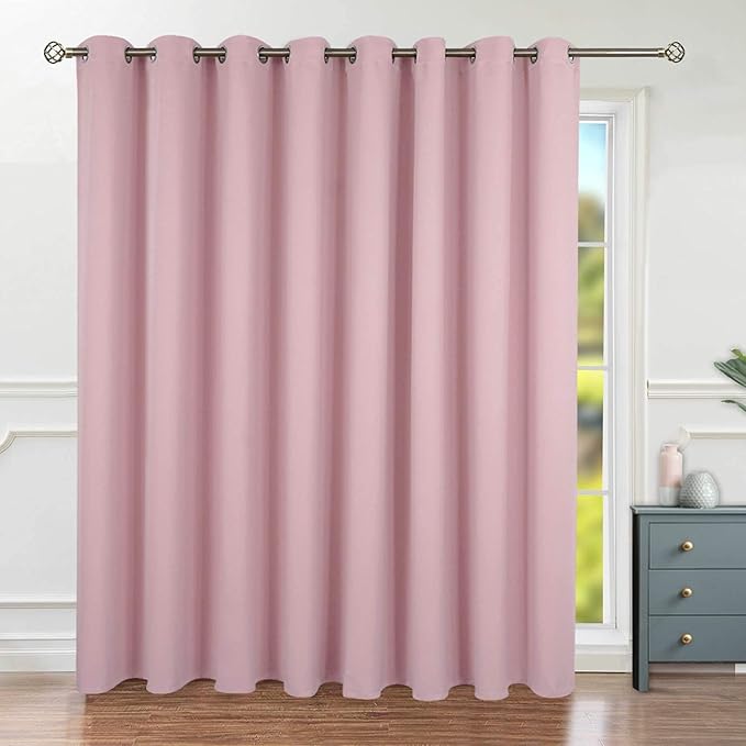BGment Fashion Sliding Door Curtain 180 X 96 Inches, Wide Thermal Blackout Curtains Room Darkening Room Divider Window Curtain, 1 Panel, Pink, 96 Length X Wide 180
