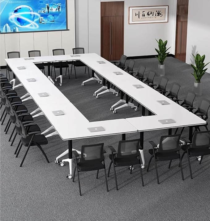 Conference Table Foldable Meeting Tables, Mobile Training Table with Wheels, Flip Top Rolling Seminar Meeting Tables for Office,Meeting Room,classr