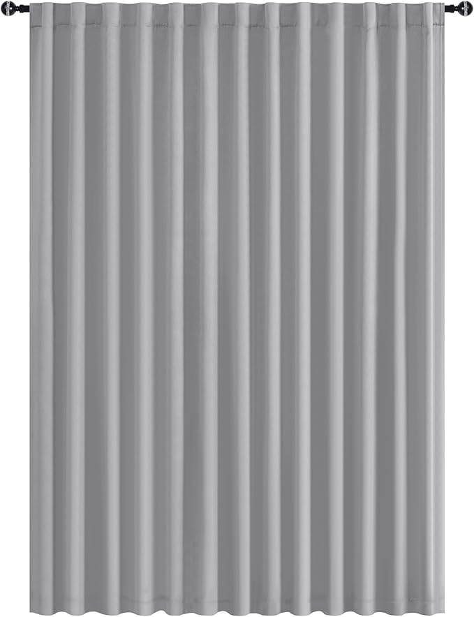 Hiasan Patio Sliding Door Room Divider Curtain Privacy Blackout Thermal Insulated Curtains with Back Tab & Rod Pocket for Bedroom Partition, Living Room Shared Office(100 x 96 Inches, Silver Grey)