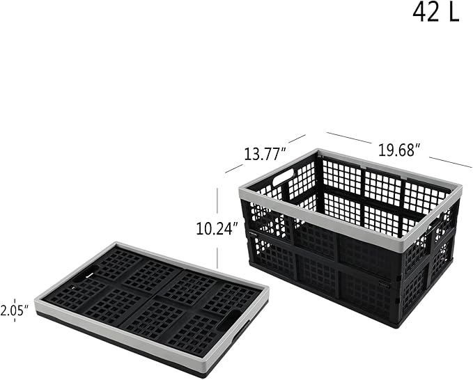 Jekiyo 42 L Collapsible Crates for Groceries, 3 Packs Large Folding Crate for Storage