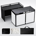 Portable DJ Booth Table,56''x28" Foldable DJ Table Stand Portable with White & Black Scrim,Adjustable D J Facade Tabl e Station Metal Frame D J Tabl e with Cable Hole for Private Events, Clubs, Bars