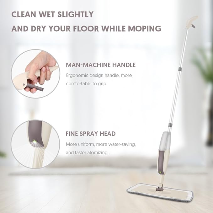 Spray Mops for Floor Cleaning: MEXERRIS Wet Mop with 3 Washable Pads for Swiffer Powermop - Floor Mop with Refillable Bottle - Home Commercial Dust Dry Mops for Hardwood Laminate Ceramic Tiles Wood