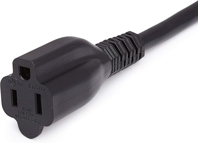 Amazon Basics Extension Cord, 20 Ft, 3 Prong Outlet Extender, Indoor Extension Cord, 13 Amps, 125V, Black