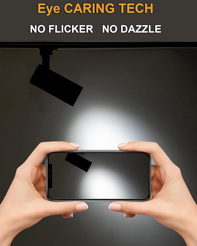 Black 20W Track Lighting Heads,2700K-6500K Stepless Dimming H Type LED Track Light Heads Dimmable Rail Ceiling Spotlight Fixtures Accent,CRI90+ 24° 1800LM,4 Pack