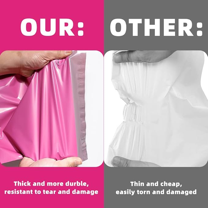 POLYSELLS 50 pcs 19x24 Inches Pink Poly Mailers Shipping Envelopes, Strong Adhesive Sealing, Waterproof, and Tear-resistant Postal Mailing Bags for Clothing, Books, and Accessories