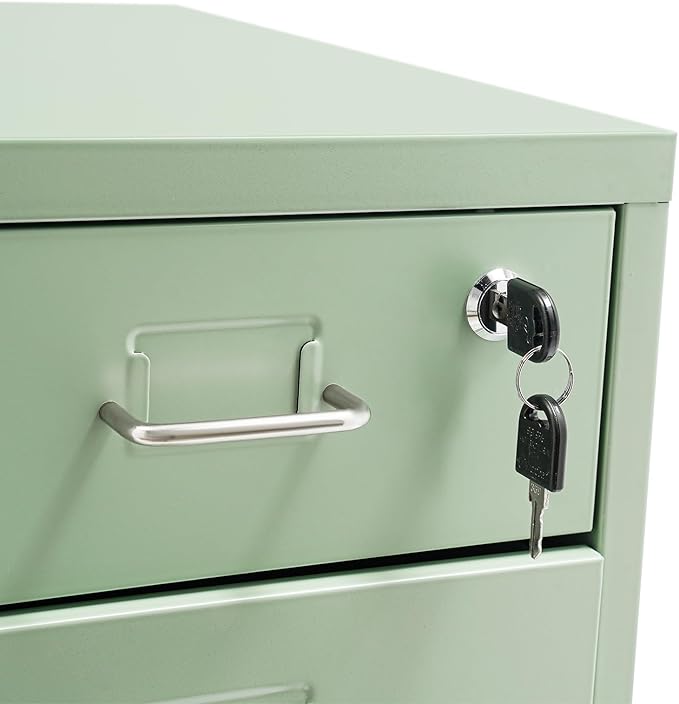 Vertical File Cabinet with 6 Drawer, Metal File Cabinet with Lock Filing Storage with Mobile Casters for A4 Legal/Letter Size Narrow