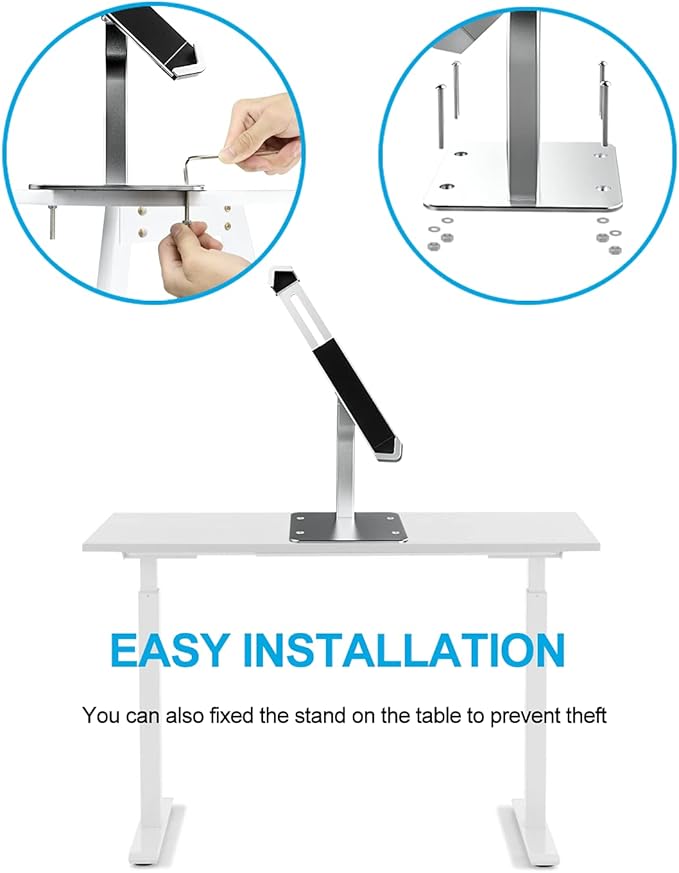 woleyi Anti Theft Tablet Kiosk Stand for 9"-14" Tablet, Security iPad Desk Floor Stand, Heavy Duty Tablets POS Display Mount with Lock and Key, Compatible iPad Pro 13/Air, Surface Pro/Go, Galaxy Tabs