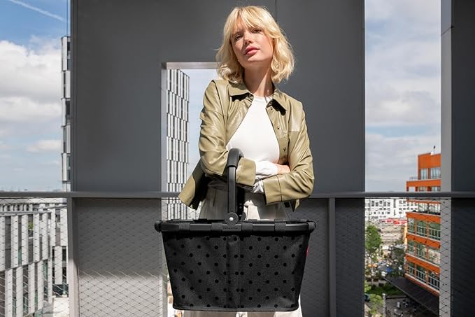 reisenthel carrybag glossy dots black - Sturdy shopping basket with plenty of storage space and practical inner pocket - Elegant and water-repellent design