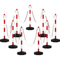 Amylove 9 Packs Traffic Delineator Post Cone with Base, Traffic Cones Safety Cones Caution Cones Plastic Stanchion Chain Safety Barriers with 6.6 Feet Link Chain and S Hooks for Parking Lot (Red)