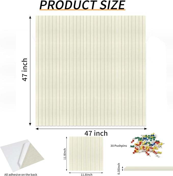 Large Felt Bulletin Board 47x47 Inch, 16pcs Peel and Stick Felt Wall Tiles Modern Push Pin Board for Wall Organization