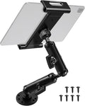 Industrial Aluminum Tablet Mount with Dual Link Arm, Heavy Duty 360° Adjustable Holder for 6-13" Devices, Multi-Hole Base for Truck Boat Wall Desk Installation