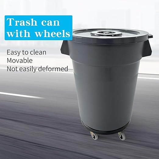 Outdoor Trash Can with Lid, 32 Gallon Trash Can with Lid and Wheels, Heavy-Duty Construction, Perfect Backyard, Deck, or Garage (2 Pack)