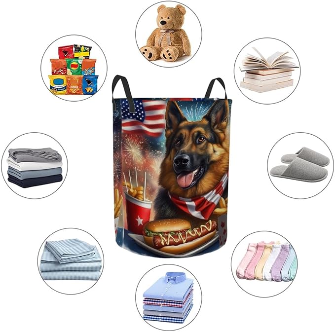 German Shepherd Food Laundry Basket Foldable Laundry Baskets With Handles for Bedroom Bathroom Toys Decorative Basket
