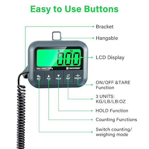 Digital Postal Scale 440lb,High Accuracy 0.35oz Shipping Scale for Packages with Hold/Tare/Count,Commercial Package Scale for Small Business,Postage Scales for Shipping Packages/Luggage,Grey