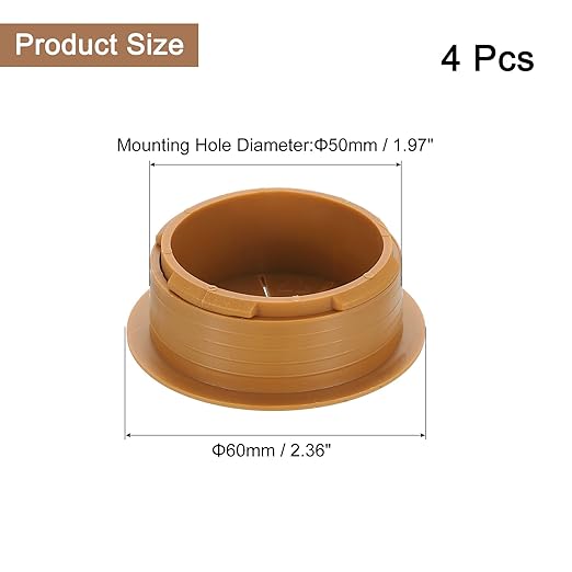 uxcell 4 Pcs Desk Grommet, 1.97 Inch 50mm Desk Cable Hole Cover Wire Hole Insert for Home Office Table Cabinet Cord Organizer, Brown