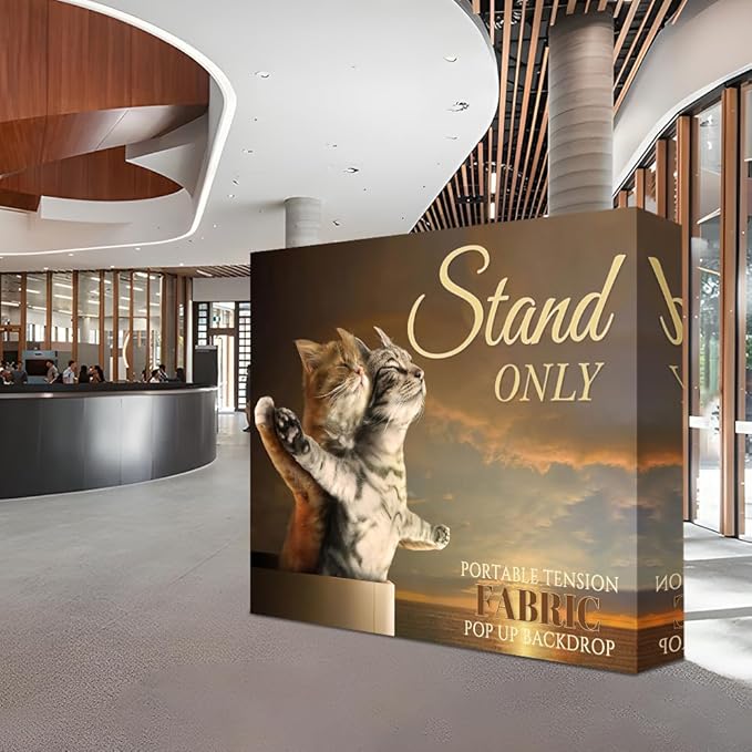 7.5x7.5 FT Tension Fabric Pop Up Display Stand - Portable Aluminum Double-Sided Trade Show Backdrop for Weddings & Events, Lightweight - Stand Only