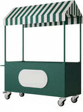 Outdoor Vendor Cart, Portable Cart with Canopy, Commercial Business Mobile Street Food Vendor Carts, Foldable Vending Stand Kiosk Display Trolley with Canopy for Markets (Green)