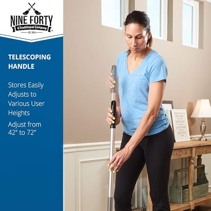 Nine Forty 24" Premium Nylon Dust Mop- Heavy Duty Mop Head for Industrial, Commercial, and Residential Cleaning - Dry Floor Duster for Hardwood Surfaces and Commercial Applications - Blue
