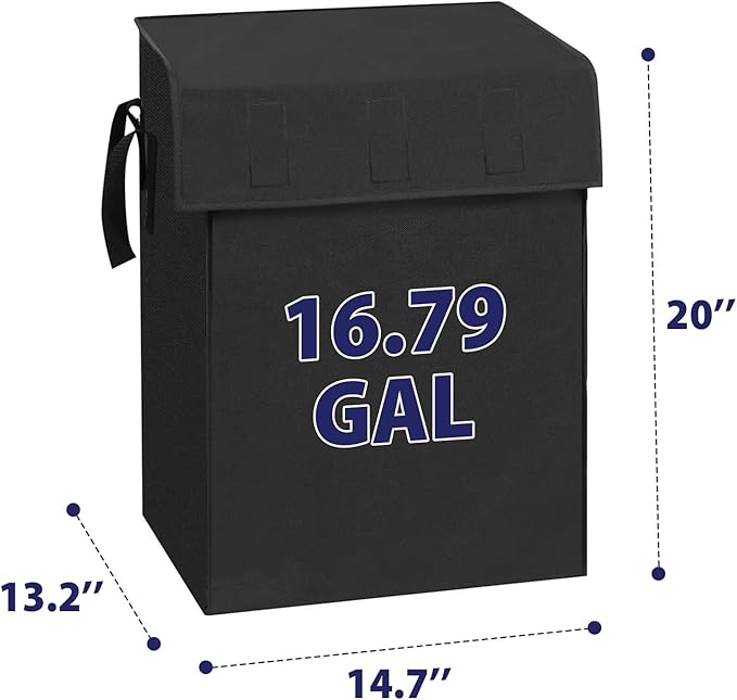 Waterproof Shopping Cart Liner with Cover (Without Carts) 14.7" X 13.2" X 20" Square Bottom, Fits Folding Shopping Trolley, Cover and Adjustable Straps for Easy Secure Attachment (Black