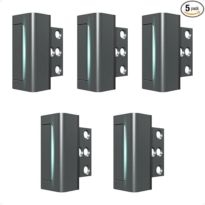 5Pack Home Security Door Reinforcement Lock Childproof, Door Lock for Kid Safety, Door Latch Stopper for Front Door Inside Top of Door, Aluminum Construction Finish