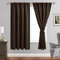 JIUZHEN Blackout Curtains for Bedroom - Thermal Insulated Room Darkening Noise Reducing, 52 x 63 Inch Length Curtains for Living Room, Set of 2 Panels with Tiebacks, Brown