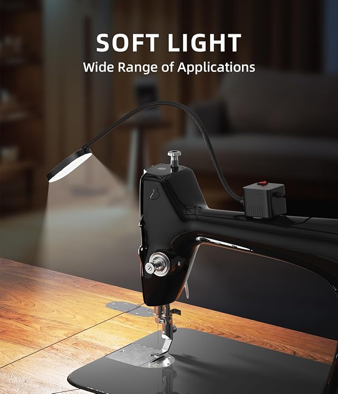 5W Magnetic Work Light, 500 Lumen LED Flexible Gooseneck Lamp with Magnetic Base for Sewing Machines, Industrial Lathes, Grills, Workbenches