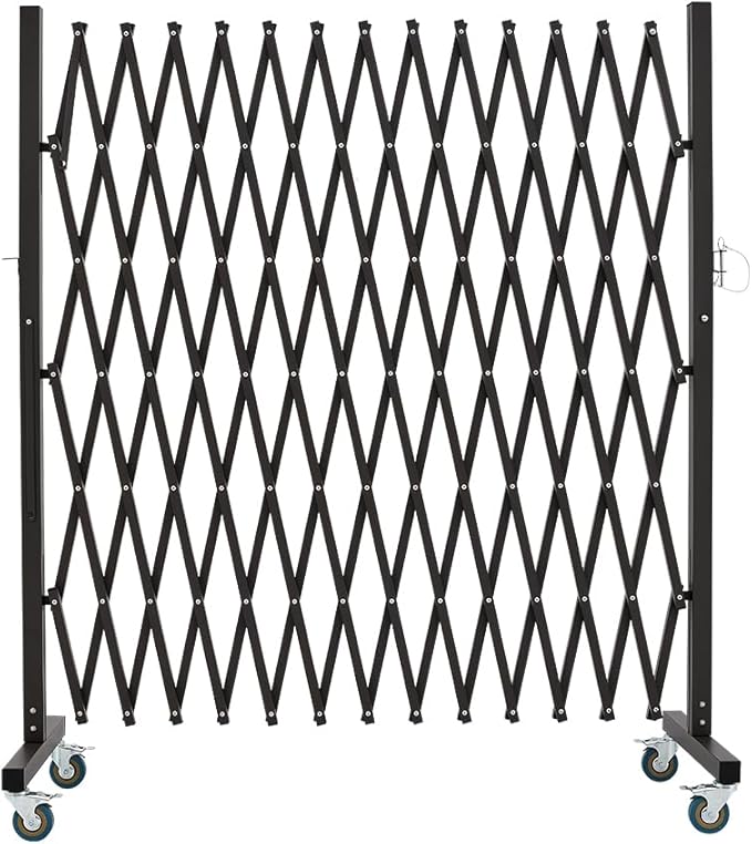GYMTIME Industrial Metal Expandable Barricade, 11 Feet, Easily Assembled Portable Safety Barrier with Casters, Flexible Mobile Barrier Gate, Adjustable Traffic Fence