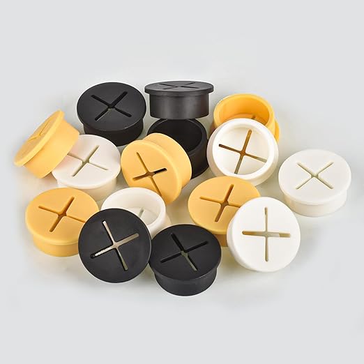 12 Pcs Cable Cord Grommet Silicone Cable Grommet 3/4" Wire Hole Cover Cable Management Wire Organizer Cable Pass Through Desk Grommet for Table, Computer Desk, Office, Home (Black)