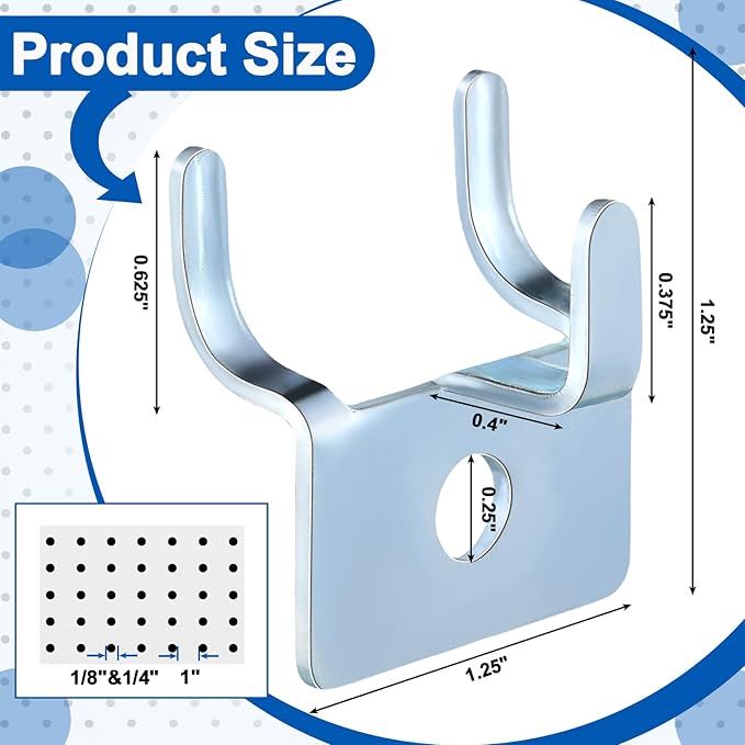 Tandefio 50 Pcs Pegboard Hooks Metal Prong Hook Peg Board for Hanging Hangers for Wall Picture Jewelry Display Tool (Silver)