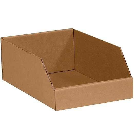 Aviditi Corrugated Cardboard Storage Bins, 8"x 12"x 4 1/2", Kraft, Pack of 50, for Warehouse, Garage and Home Organization