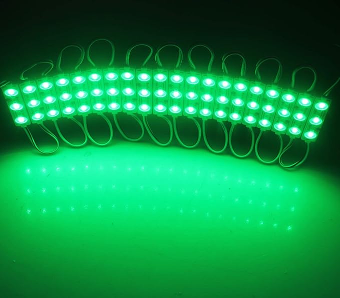 REXTiN Super Bright 200pcs 3 LED Module Green 5630 5730 SMD 40-45LM Per led Waterproof Decorative Light for Letter Sign Advertising Signs with Tape Adhesive Backside