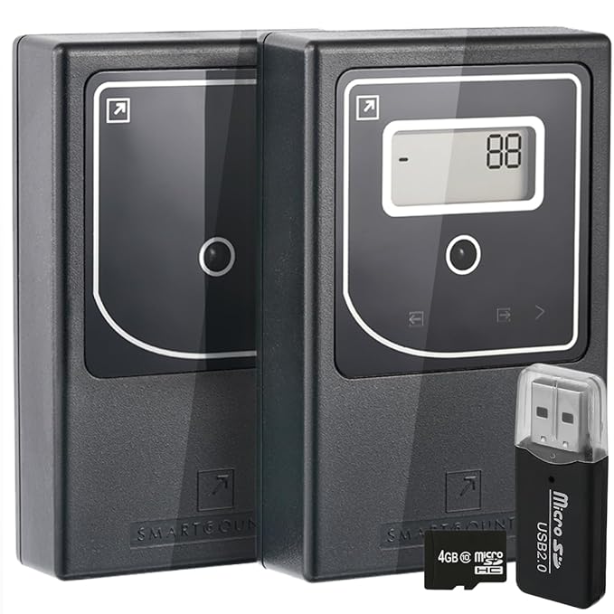 Smart Counter Retail People Counter - Infrared & Wireless, Battery Operated, Hourly & Daily Statistics with Data Storage, Easy to Install, Upgraded, Black