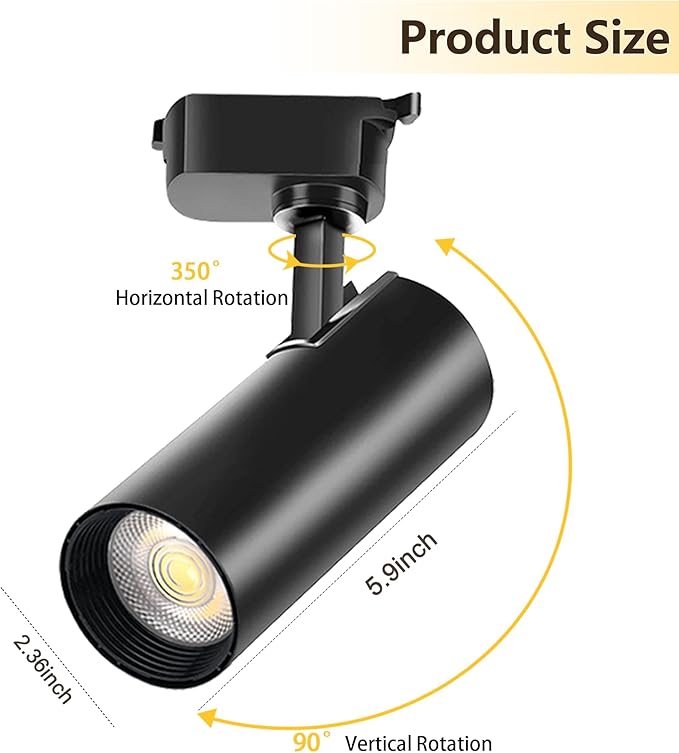 Super Brightness 25W 2000lm J&L Type LED Black Track Lighting System，6000K Cool Light Dimmable Brightness，with 13 FT Track Rails and Ceiling Spotlight Fixture Installation Package