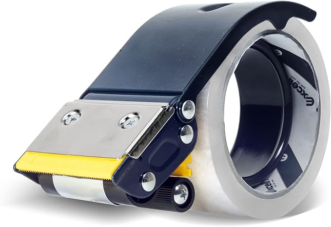 Excell ET-22686 Anti-Backflow Metal Packaging Tape Dispenser (2" Wide): Ideal for Packaging, Transportation, and Box Sealing. Includes Tape Gun and 1 roll of Tape. Durable Metal Construction.