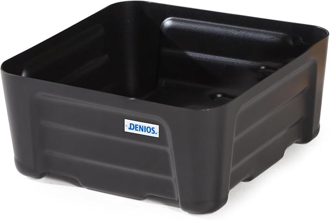 Denios Spill Containment Tray- 5.2 Gallon Spill Tray Capacity -Without Grate- 15.8""X15.8""X7.1 in (Extra Small), Black