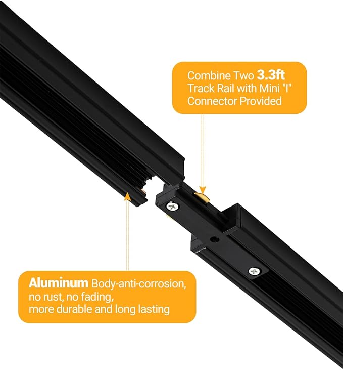 VANoopee 3-Color Zoomable 6 Light LED Track Lighting Kit with 6.6FT H Type Track Lighting Rail, LED Track Light Heads Dimmable Modern Kitchen Track Lighting Fixtures Ceiling Spotlight 10W 1000lm Black