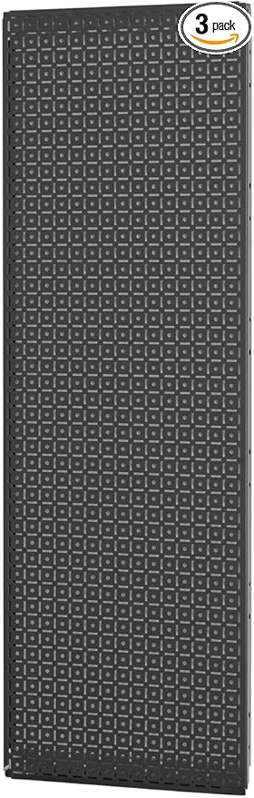 OmniWall Modular Metal Pegboard System, 16x48 inches, Steel Construction, Wall-Mounted Tool Storage (Black, Vertical)