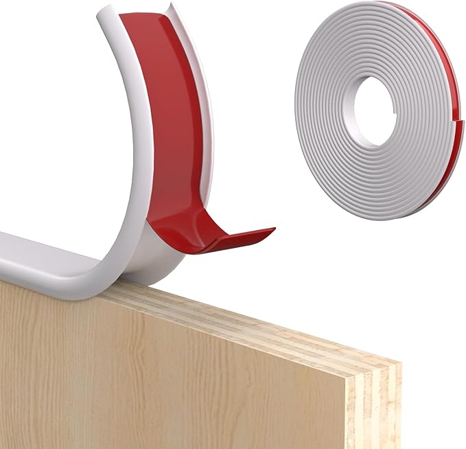 U-Shape Edge Banding, 0.7 inch x 20ft Edge TPE Self Adhesive Veneer Edging Trim Flexible Edge Protector, Strip for Countertop Cabinets Table Restoration Shelves, White