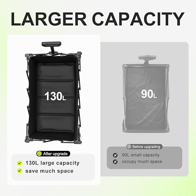 Collapsible Wagon with Wheels,Wagons Carts Foldable Wagon Cart with Flexible Handle, Lightweight Portable Folding Utility Grocery Shopping Cart for Grocery Sports Garden Camping(Black)