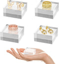 Acrylic Base 4 Pieces Acrylic Blocks for Display 2 X 2 X 1 Inch Square Riser Display Stands Trophy Base Pedestal Stands Clear Cube for Trophy Jewelry Props Food Party Crafts