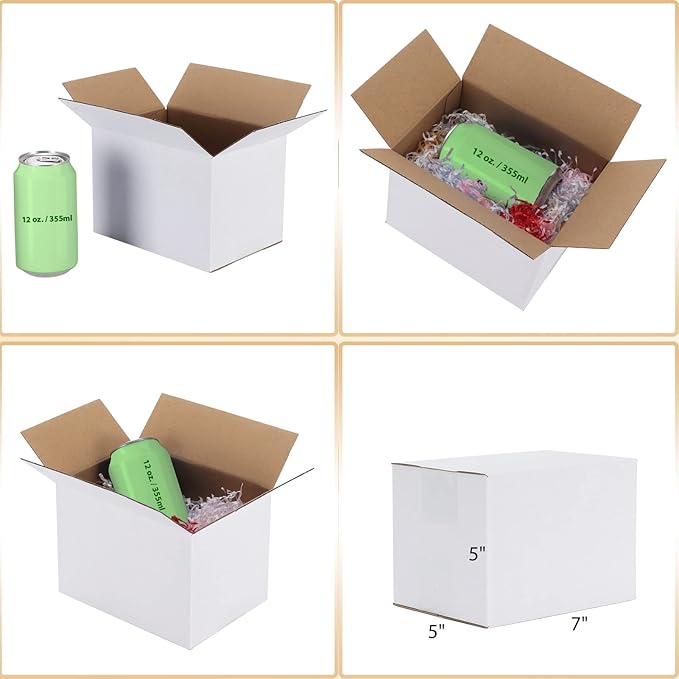 Calenzana 7x5x5 Shipping Boxes Set of 40, White Corrugated Cardboard Box for Mailing Packing Gifts Small Business